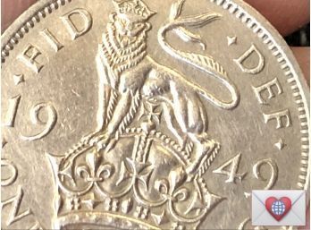 1948 1 Shilling George VI English Crest With 'IND:IMP' ~ GBR:India Frick Estate Provenance {World Coin A-36}