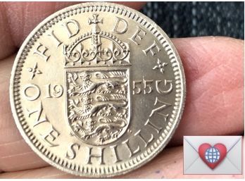 Coin Collectors ~ 1 Shilling Elizabeth II English Shield ~ Frick Estate Provenance {World Coin A-29}
