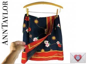 Spectacular! Beautiful Bold Bright All Silk Ann Taylor Wrap Skirt ~ 10 Petite
