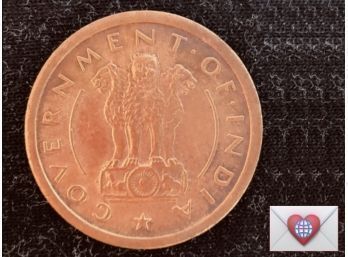 Coin Collectors ~ 1954 1 Pice India Rupee ~ Frick Estate Provenance {World Coin A-2}