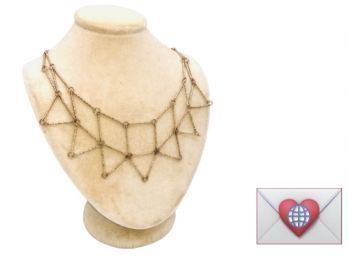 Egyptian Revival MCM Geometric Gold Tone Necklace