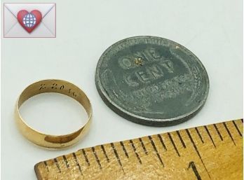 Solid 14K Baby Childs Antique Gold Ring Pinky Infant Tiny ~ Hand Scribed Date Inside Band 2/20/16