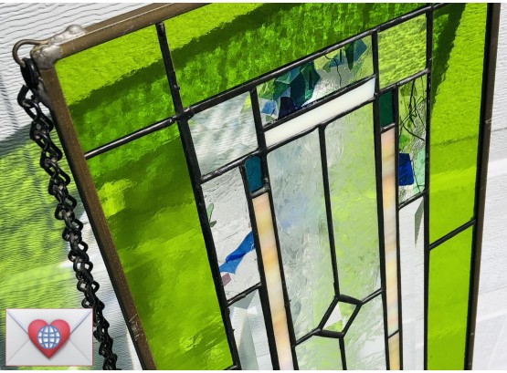 Transom Leaded Stained Glass Artist Made Heavy Bevels And Gorgeous Colored And Lace Panels Window