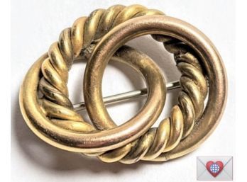 Modernist Vintage Twisted And Tubular Triple Brass Ring Pin