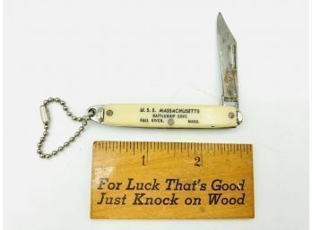 Vintage USS Massachusetts Battleship Cove - Ball River, Mass. Pocketknife Keychain