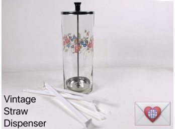 So Sweet! Litho Printed Glass Vintage Drinking Straw Dispenser