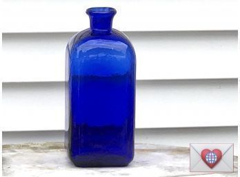 Large Gorgeous Deep Cobalt Blue Glass Vase Bottle Vessel