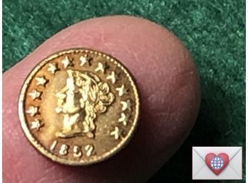 Tiny (!) 1852 Bear Back 1/2 Fractional California Gold Coin ~ Frick Estate Provenance {World Coin K-2}