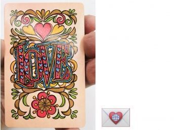 GREEN HOOSIER So Vintage! Pink LOVE Hippie Stardust Nu-Vue Plastic Coated Playing Cards