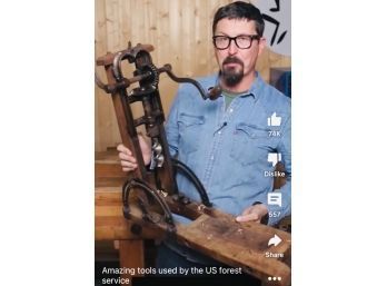 Turn Of The Century 1 MAN BEAM DRILL #6705 U.S. Forest Service Antique ~ WITH VIDEO! James Swan Co.