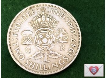 Coin Collectors ~ 1947 G.Britain Two Shillings George VI With 'IND:IMP' ~ Frick Provenance {World Coin H-10}