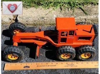 18' 1960 Tonka Red Metal Articulated Tonka Toy Tractor Plow