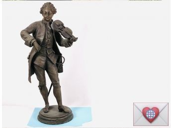 Large Metal Antique Casting Of Mozart {Imperfectly Perfect}