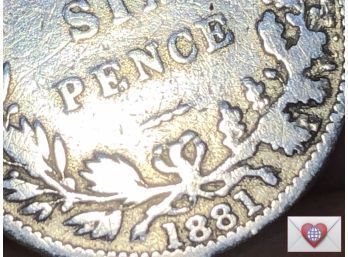 Coin Collectors ~ 1881 .925 Silver 6 Pence Victoria 1st Portrait ~ Frick Estate Provenance {World Coin }