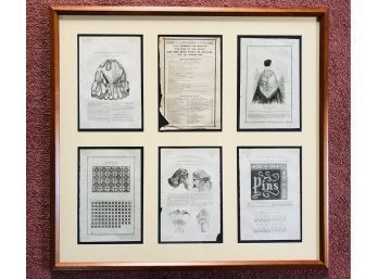 Antique Millinery Themed Matted Framed Polyptych
