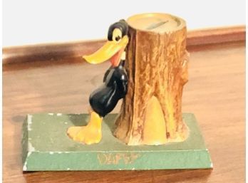 Painted Metal Daffy Duck Coin Bank With Coins Inside