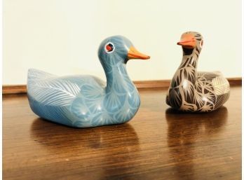Hand Painted Ducks Sweet Decor ~ Probably Russian