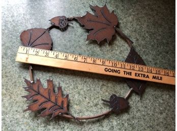 Torch Cut Soldered Steel Trivet Leaf Art With Rust Colored Patina
