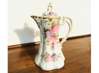 Chinz Floral Fire Glazed Porcelain Romantic Porcelain Antique Coffee Server