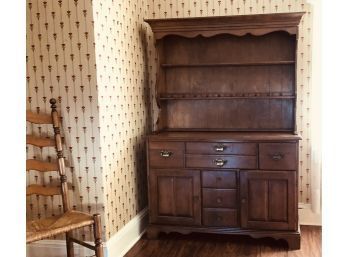 Dish Cupboard With Excellent Storage And Display Features ~ Beautiful Heavy Solid Vintage Dovetail Wood