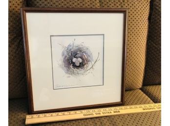 Bird Eggs In Nest ~ Original Signed Framed Watercolor Painting ~ Well Done
