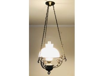 Great Looking High Quality Vintage Brass And Glass Chandelier