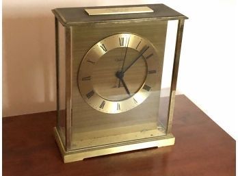 Seth Thomas 1951-1976 Loyal Service Gift ~ Glass & Brass Quartz Mantle Clock