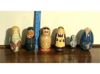 6 Russian Matryoshka Nesting Doll Sets Handmade Hand Painted