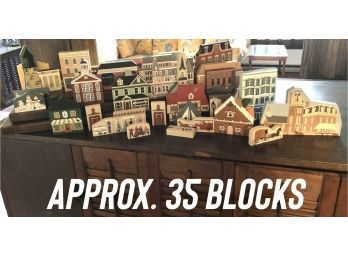 Big Grouping Of Signed Hand Painted Building Blocks