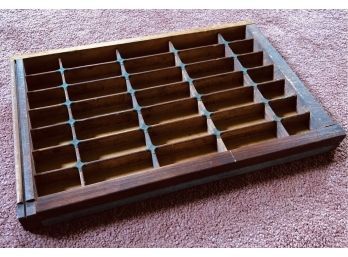 Neat Old Compartmentalized Wood And Metal Tray For Curio Miniatures Or Small Things