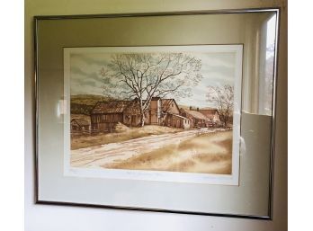 Bethel Mountain Farm Original Signed Numbered Framed Matted Etching ~ Ready To Hang