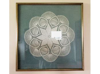 Fine Antique Hand Tatted Lace Work Doily ~ Beautifully Framed ~ Ready For Hanging