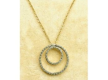 Solid 14K MCM Gold Circle In Circle Necklace