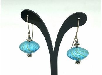Beautiful Blown Art Glass Globes Harem Threader Pierced Earrings