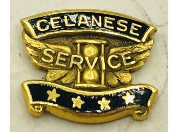14K Gold Enamel Vintage Lapel Pin ~ Celanese Service