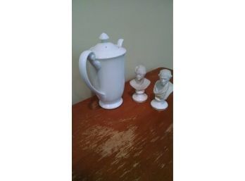 Pair Of Mini Statues & Pitcher