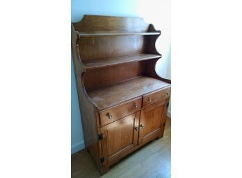 Antique Maple Kitchen/dining Room Hutch Cabinet - 2 Shelf, 2 Drawer