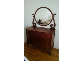 Antique Mahogany 6 Drawer Dresser W/mirror