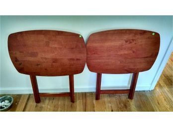 Pair Of Wood Folding Snack Tables