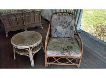 Outdoor/porch Rattan Chair And Wicker Table Set