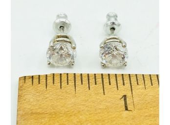 Super Bling Dazzling Large Solitaire CZ Sterling Posts