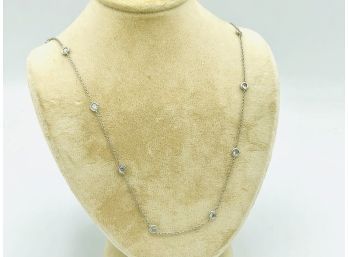 Sparkly CZs By The Yard 10K White Gold Necklace  ~ 22'