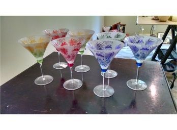 Set Of Colorful Martini Glasses