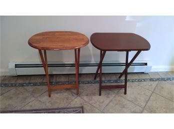 Pair Of Folding Snack Tables - Nonmatching