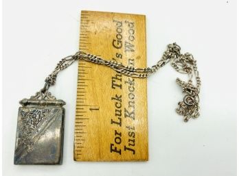 Vintage Inscribed Silver Double Locket On An 18' Sterling Chain