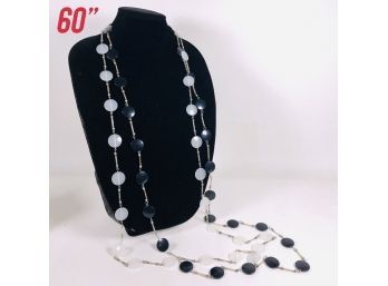 Chic Twin X-Tra Long Black And White Costume Discs Necklaces
