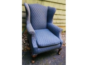 Vintage Fabric Club Chair W/wood Legs