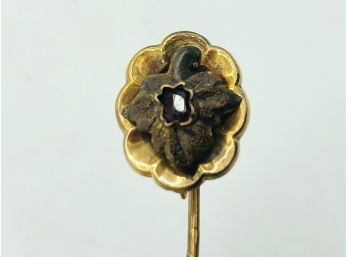 Very Antique Gold With Rose Cut Garnet Stickpin