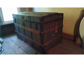 Old Antique Hinged Lid Storage Chest