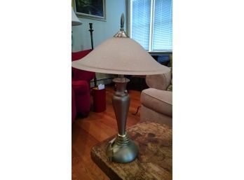 Pewter Table Lamp/glass Shade - 23'H